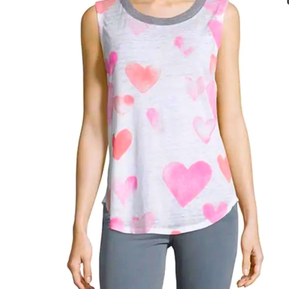 Chaser Tops - Chaser lightweight watercolor heart shirt Small